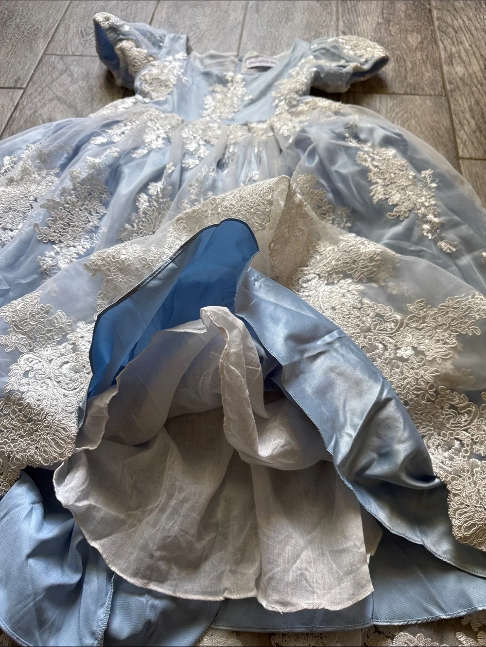 Guc-Only Little Once-Light Blue Lace Appliqué Tulle Party Dress.Bridgerton theme